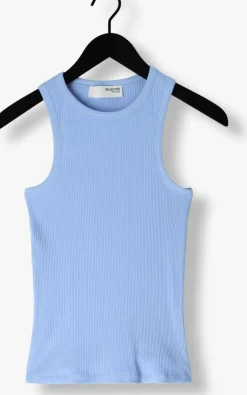 blauwe selected femme top slfanna o-neck tank top