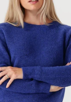 blauwe selected femme trui slflulu ls knit o-neck