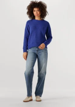 blauwe selected femme trui slflulu ls knit o-neck