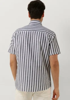 blauwe selected homme casual overhemd slhregnew-linen shirt ss classic