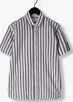 blauwe selected homme casual overhemd slhregnew-linen shirt ss classic