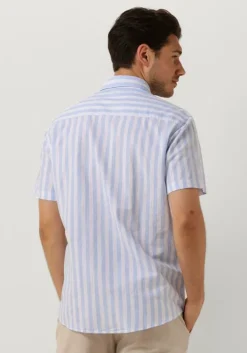 blauwe selected homme casual overhemd slhregnew-linen shirt ss classic