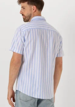 blauwe selected homme casual overhemd slhreg-sun shirt ss noos