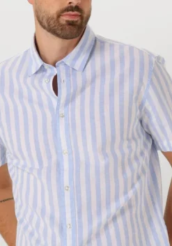 blauwe selected homme casual overhemd slhreg-sun shirt ss noos