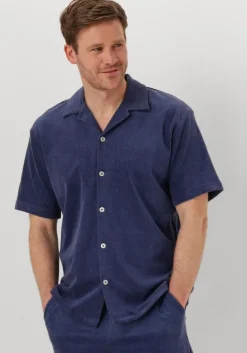 blauwe selected homme casual overhemd slhrelaxtalon towel ss jersey shirt