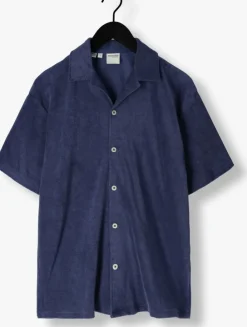 blauwe selected homme casual overhemd slhrelaxtalon towel ss jersey shirt