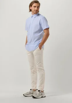 blauwe selected homme casual overhemd slhslimnew-linen shirts ss classic w