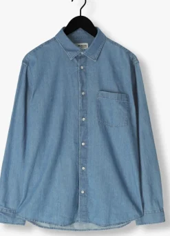 blauwe selected homme casual overhemd slhregcarlo denim ls shirt noos
