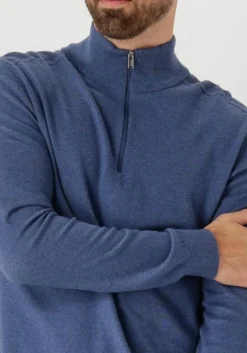 blauwe selected homme trui slhberg half zip cardigan noos