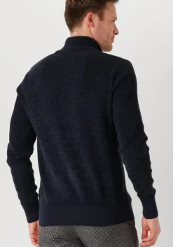 blauwe selected homme trui slhrodney ls high neck half zip