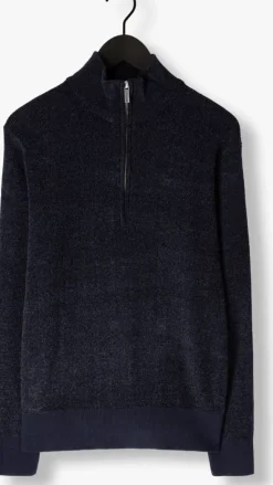blauwe selected homme trui slhrodney ls high neck half zip
