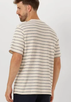 blauwe selected homme t-shirt slhdjango stripe ss o-neck tee