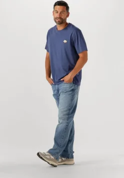 blauwe selected homme t-shirt slhaspen emb ss o-neck tee