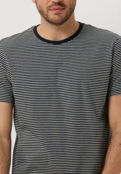 blauwe selected homme t-shirt slhaspen stripe ss o-neck tee noos