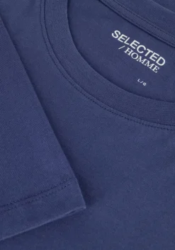 blauwe selected homme t-shirt slhaspen ss o-neck tee noos