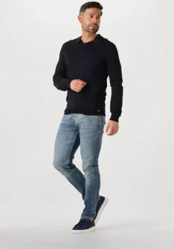 blauwe stefano lauran lage sneakers sl124h600
