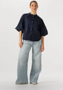 blauwe summum blouses blouse cotton stretch