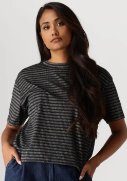 blauwe summum top shortsleeve top lurex rib stripe