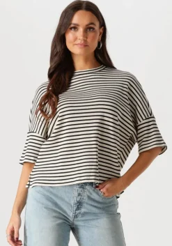blauwe summum t-shirt boxy top stripe waffle