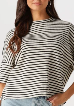 blauwe summum t-shirt boxy top stripe waffle