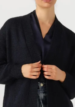 blauwe summum vest puff sleeve cardigan cozy melange knit