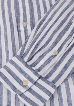 blauwe tommy hilfiger casual overhemd linen essential stripe rf shirt