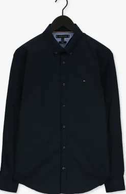 blauwe tommy hilfiger casual overhemd core stretch slim poplin shirt