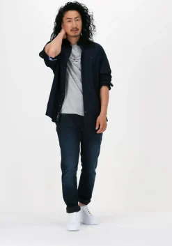 blauwe tommy hilfiger casual overhemd core stretch slim poplin shirt