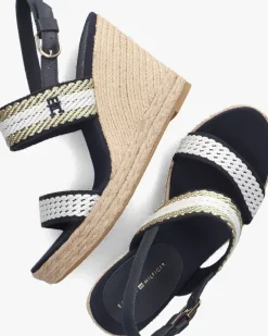 blauwe tommy hilfiger espadrilles golden webbing