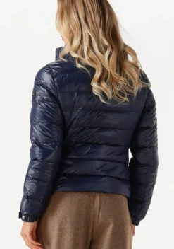 blauwe tommy hilfiger gewatteerde jas lw down feminine gloss jacket