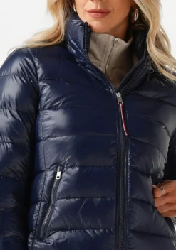 blauwe tommy hilfiger gewatteerde jas lw down feminine gloss jacket