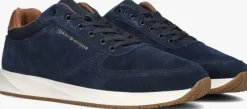blauwe tommy hilfiger lage sneakers premium suede hybrid