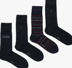 blauwe tommy hilfiger sokken th men sock 4p tin giftbox