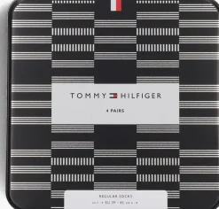 blauwe tommy hilfiger sokken th men sock 4p tin giftbox