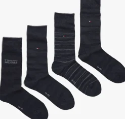 blauwe tommy hilfiger sokken th men sock 4p tin giftbox
