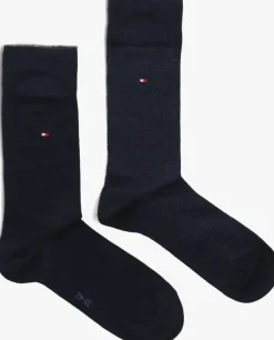 blauwe tommy hilfiger sokken th men sock 2p birdseye