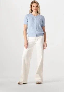 blauwe tommy hilfiger top mini cable c-nk cardi ss