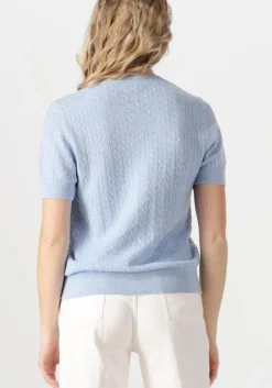 blauwe tommy hilfiger top mini cable c-nk cardi ss