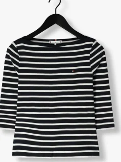 blauwe tommy hilfiger tops & t-shirts new cody slim boat-nk 3/4slv