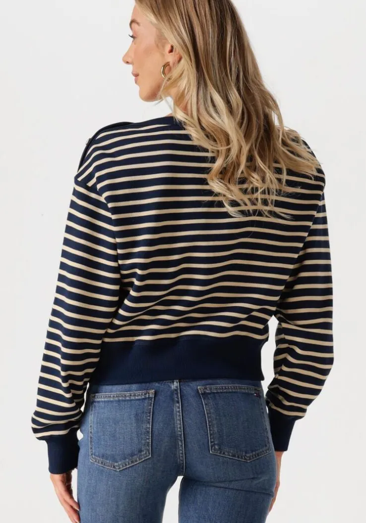 blauwe tommy hilfiger trui gold btn boat-nk swtshirt