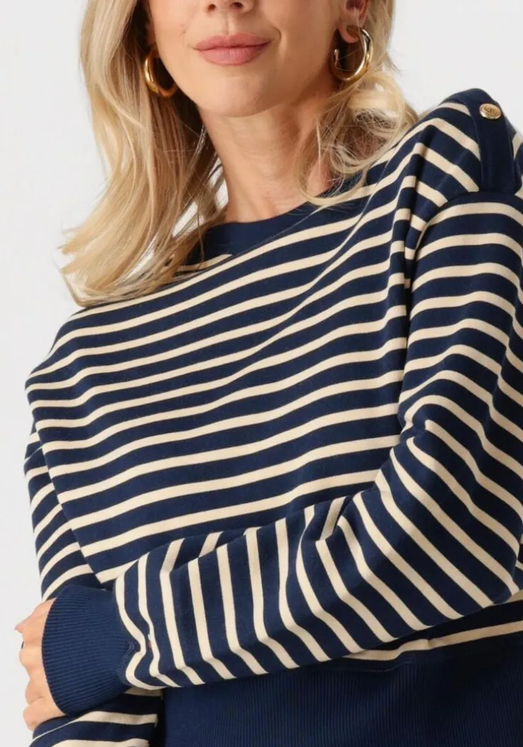 blauwe tommy hilfiger trui gold btn boat-nk swtshirt