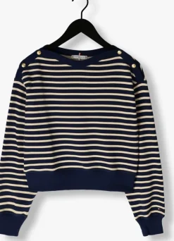 blauwe tommy hilfiger trui gold btn boat-nk swtshirt