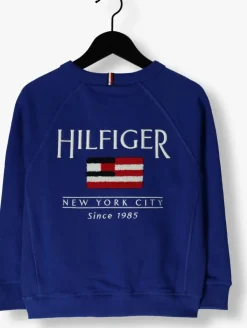 blauwe tommy hilfiger trui hilfiger flag relaxed sweatshirt