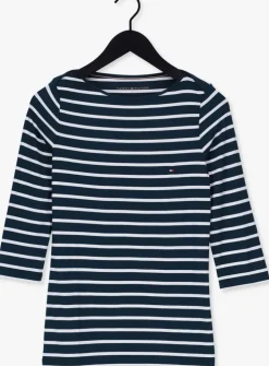 blauwe tommy hilfiger t-shirt heritage boat neck tee 3/4