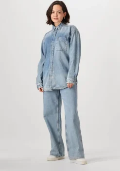 blauwe tommy jeans blouses relaxed fit overshirt ai6037 ext