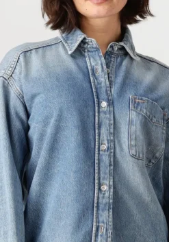 blauwe tommy jeans blouses relaxed fit overshirt ai6037 ext