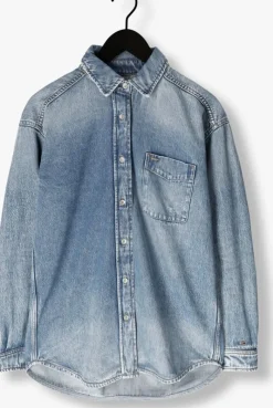blauwe tommy jeans blouses relaxed fit overshirt ai6037 ext