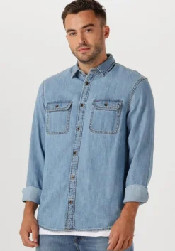 blauwe tommy jeans casual overhemd ls regular denim shirt ext