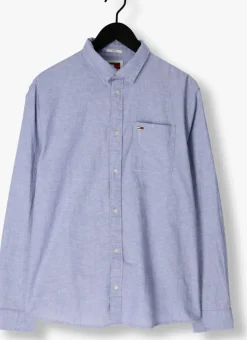 blauwe tommy jeans casual overhemd tjm reg linen blend shirt