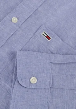 blauwe tommy jeans casual overhemd tjm reg linen blend shirt